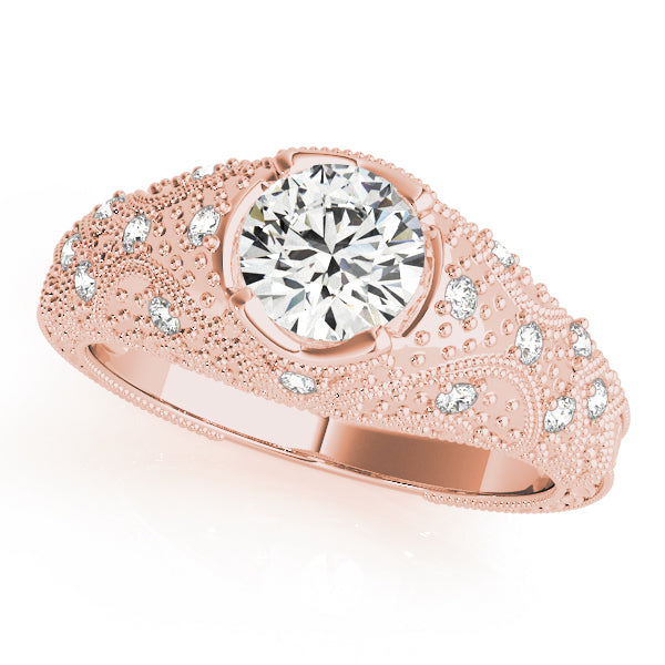 Romantic Antique Round Diamond Engagement Ring — 9K/18K Gold & Platinum