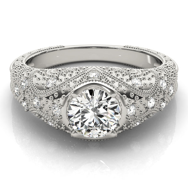 Romantic Antique Round Diamond Engagement Ring — 9K/18K Gold & Platinum
