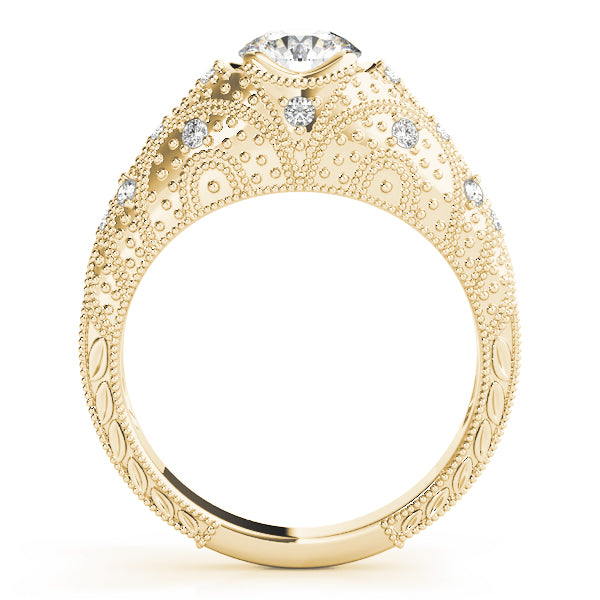 Romantic Antique Round Diamond Engagement Ring — 9K/18K Gold & Platinum
