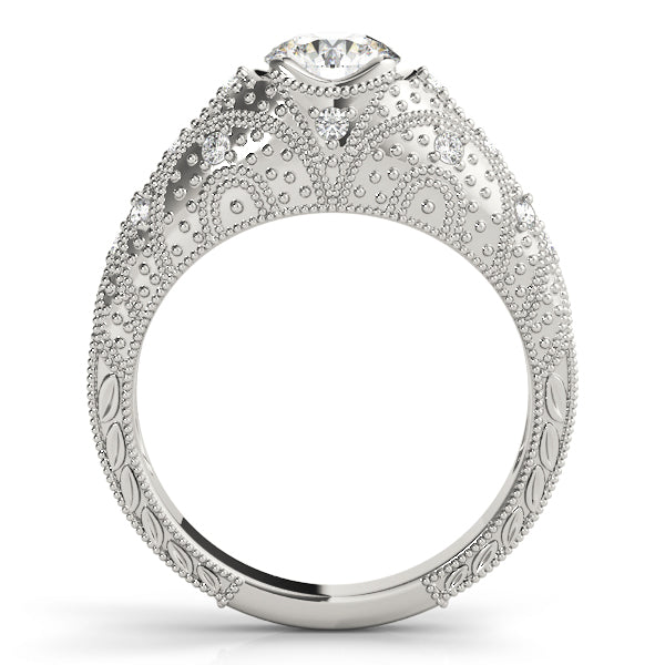 Romantic Antique Round Diamond Engagement Ring — 9K/18K Gold & Platinum