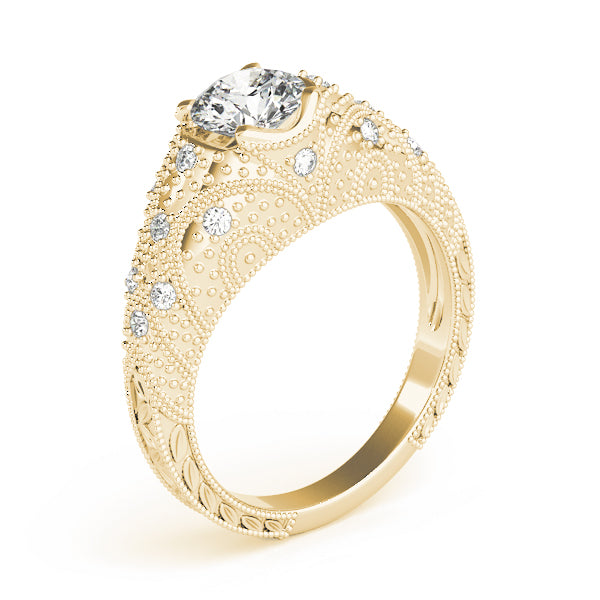 Romantic Antique Round Diamond Engagement Ring — 9K/18K Gold & Platinum