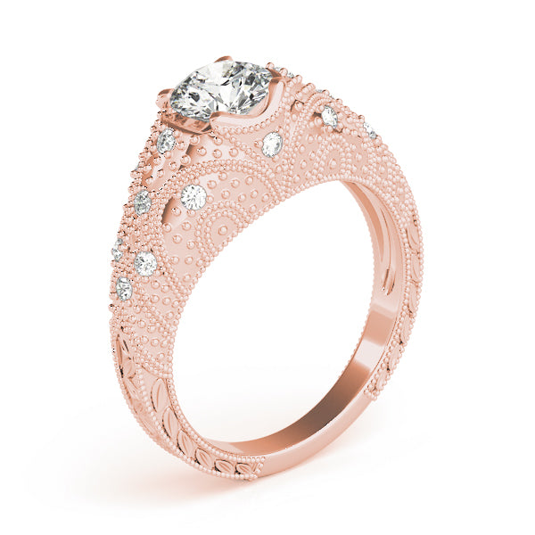 Romantic Antique Round Diamond Engagement Ring — 9K/18K Gold & Platinum