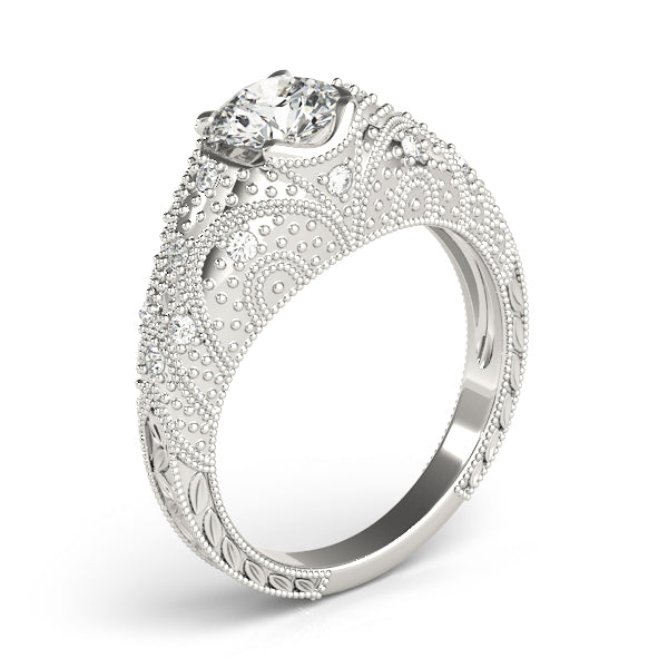 Romantic Antique Round Diamond Engagement Ring — 9K/18K Gold & Platinum