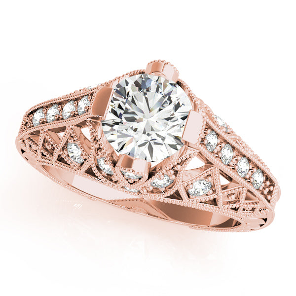 Statement Antique Round Diamond Engagement Ring — 9K/18K Gold & Platinum