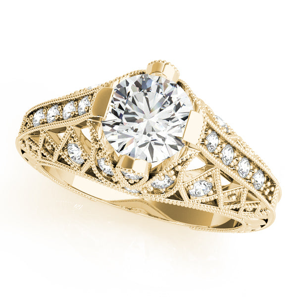 Statement Antique Round Diamond Engagement Ring — 9K/18K Gold & Platinum