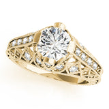 Statement Antique Round Diamond Engagement Ring — 9K/18K Gold & Platinum