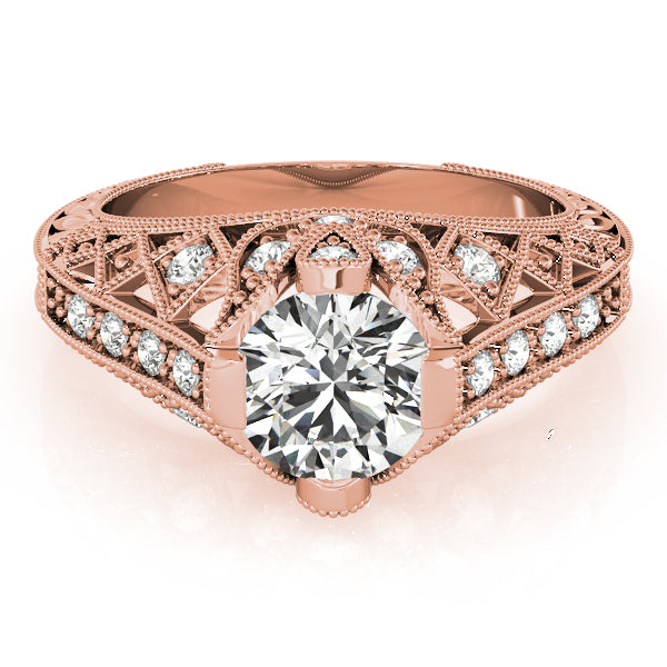 Statement Antique Round Diamond Engagement Ring — 9K/18K Gold & Platinum