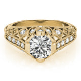 Statement Antique Round Diamond Engagement Ring — 9K/18K Gold & Platinum