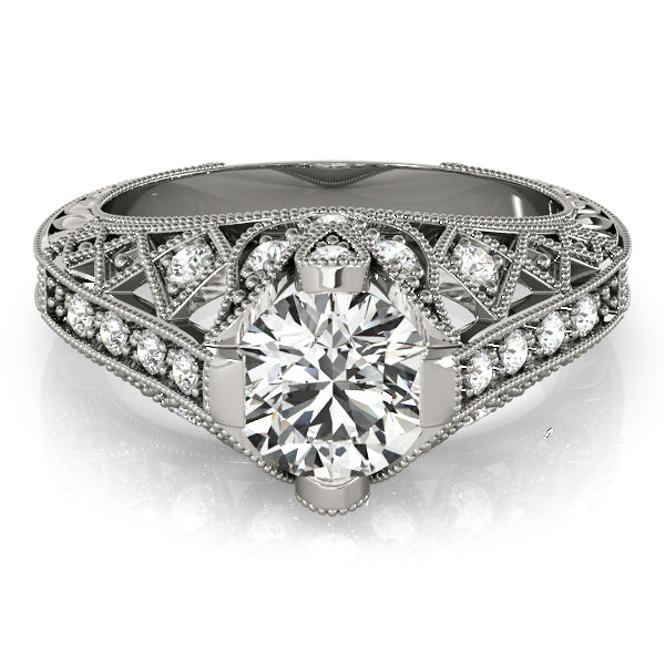 Statement Antique Round Diamond Engagement Ring — 9K/18K Gold & Platinum