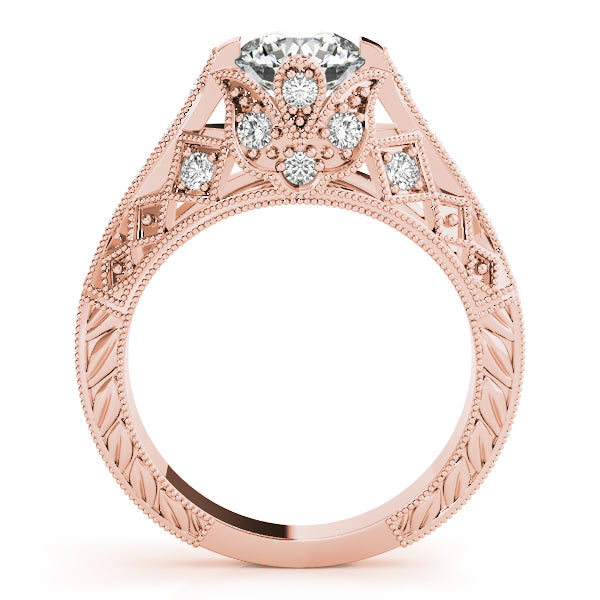 Statement Antique Round Diamond Engagement Ring — 9K/18K Gold & Platinum