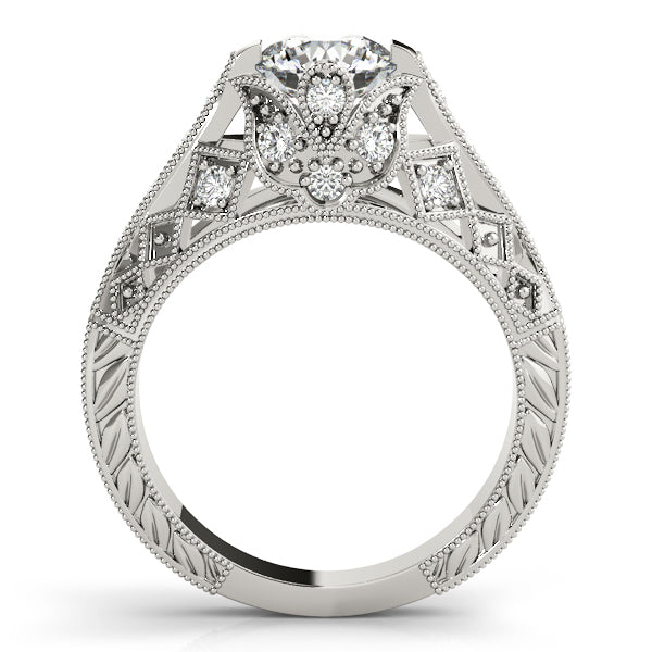 Statement Antique Round Diamond Engagement Ring — 9K/18K Gold & Platinum