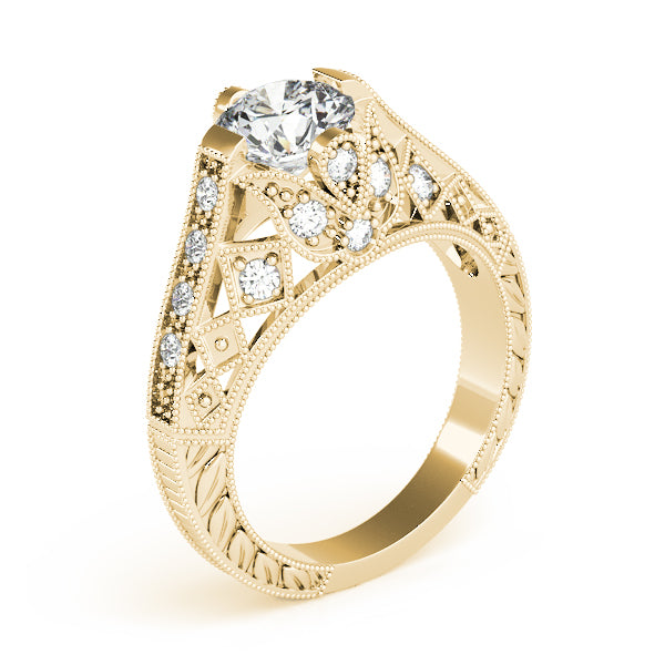 Statement Antique Round Diamond Engagement Ring — 9K/18K Gold & Platinum