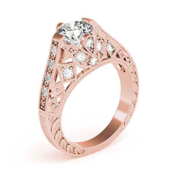 Statement Antique Round Diamond Engagement Ring — 9K/18K Gold & Platinum