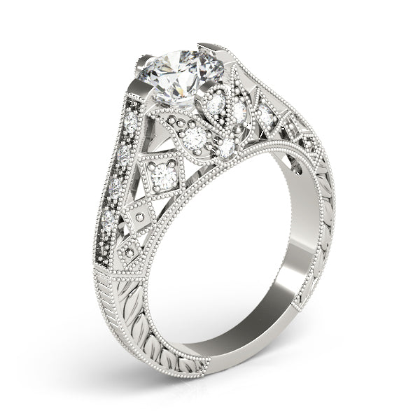 Statement Antique Round Diamond Engagement Ring — 9K/18K Gold & Platinum