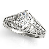 Statement Antique Round Diamond Engagement Ring — 9K/18K Gold & Platinum
