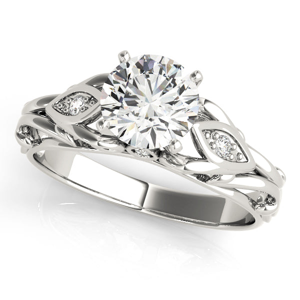 Opulent Solitaires Any Shape Round Diamond Engagement Ring — 9K/18K Gold & Platinum