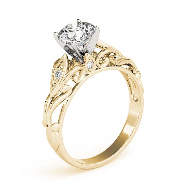 Opulent Solitaires Any Shape Round Diamond Engagement Ring — 9K/18K Gold & Platinum