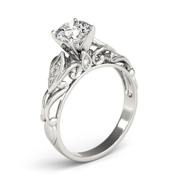 Opulent Solitaires Any Shape Round Diamond Engagement Ring — 9K/18K Gold & Platinum