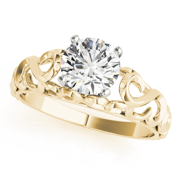 Crowned Solitaires Round Diamond Engagement Ring — 9K/18K Gold & Platinum