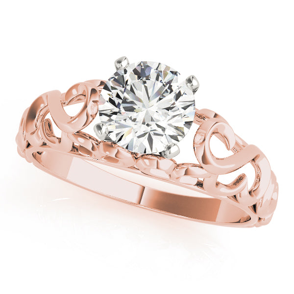 Crowned Solitaires Round Diamond Engagement Ring — 9K/18K Gold & Platinum