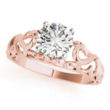Crowned Solitaires Round Diamond Engagement Ring — 9K/18K Gold & Platinum