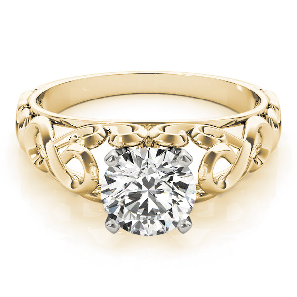 Crowned Solitaires Round Diamond Engagement Ring — 9K/18K Gold & Platinum