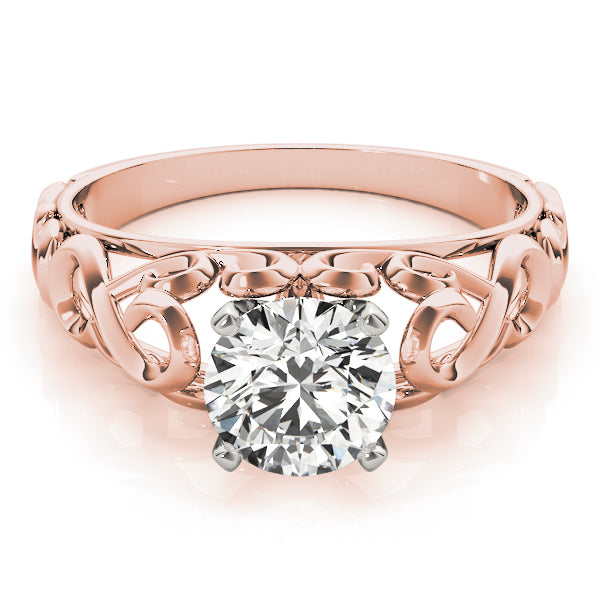 Crowned Solitaires Round Diamond Engagement Ring — 9K/18K Gold & Platinum
