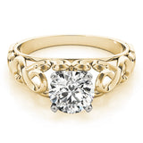Crowned Solitaires Round Diamond Engagement Ring — 9K/18K Gold & Platinum