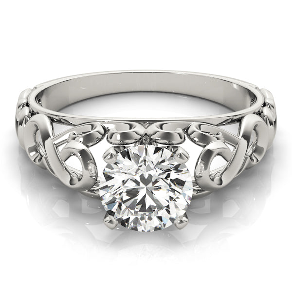Crowned Solitaires Round Diamond Engagement Ring — 9K/18K Gold & Platinum