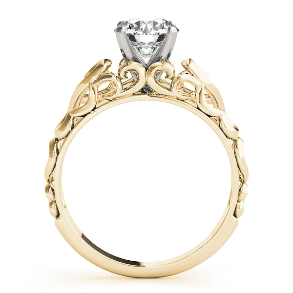 Crowned Solitaires Round Diamond Engagement Ring — 9K/18K Gold & Platinum