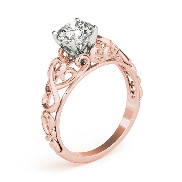 Crowned Solitaires Round Diamond Engagement Ring — 9K/18K Gold & Platinum