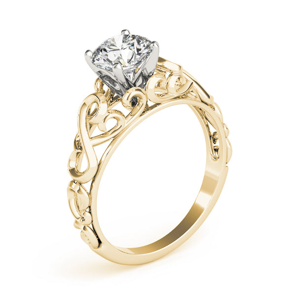 Crowned Solitaires Round Diamond Engagement Ring — 9K/18K Gold & Platinum