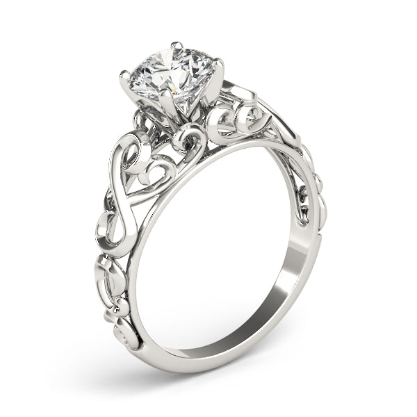 Crowned Solitaires Round Diamond Engagement Ring — 9K/18K Gold & Platinum