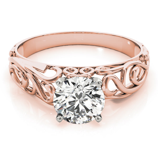 Graceful Solitaires Round Diamond Engagement Ring — 9K/18K Gold & Platinum