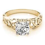 Graceful Solitaires Round Diamond Engagement Ring — 9K/18K Gold & Platinum