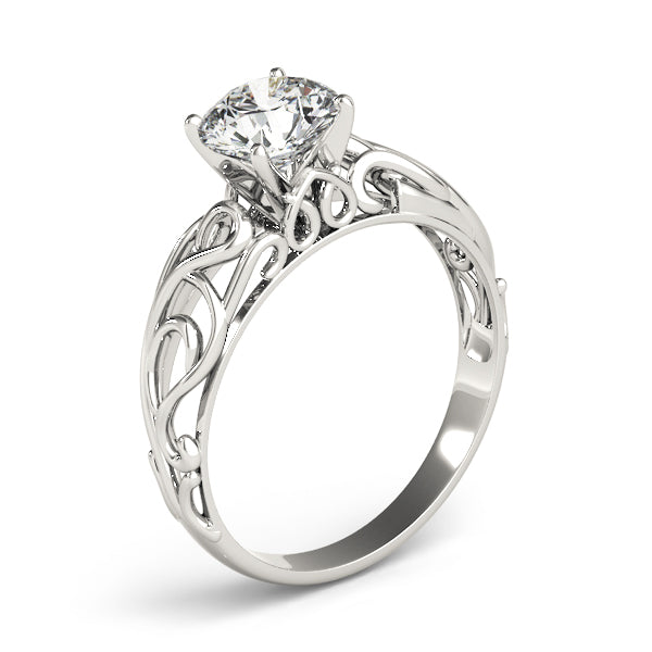 Graceful Solitaires Round Diamond Engagement Ring — 9K/18K Gold & Platinum