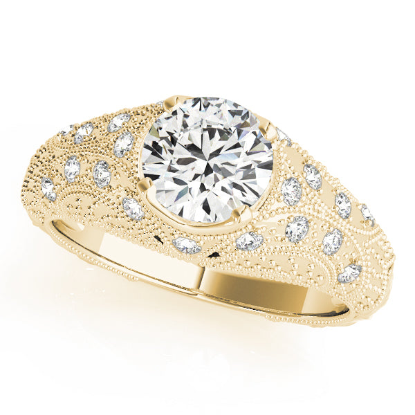 Dazzling Antique Round Diamond Engagement Ring — 9K/18K Gold & Platinum