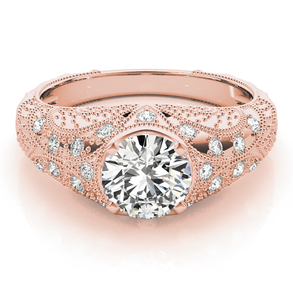 Dazzling Antique Round Diamond Engagement Ring — 9K/18K Gold & Platinum