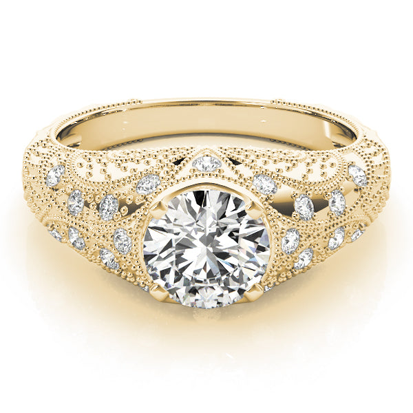 Dazzling Antique Round Diamond Engagement Ring — 9K/18K Gold & Platinum