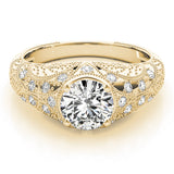 Dazzling Antique Round Diamond Engagement Ring — 9K/18K Gold & Platinum