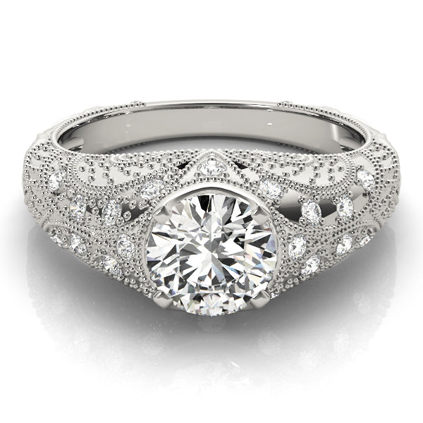 Dazzling Antique Round Diamond Engagement Ring — 9K/18K Gold & Platinum