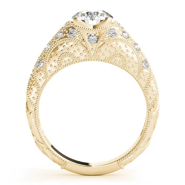 Dazzling Antique Round Diamond Engagement Ring — 9K/18K Gold & Platinum