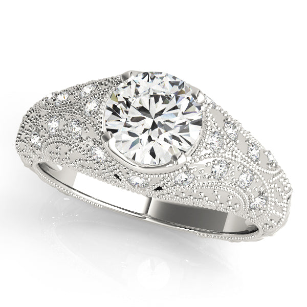 Dazzling Antique Round Diamond Engagement Ring — 9K/18K Gold & Platinum