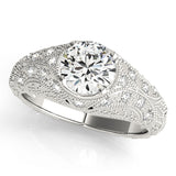 Dazzling Antique Round Diamond Engagement Ring — 9K/18K Gold & Platinum