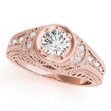 Enchanted Antique Round Diamond Engagement Ring — 9K/18K Gold & Platinum