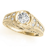 Enchanted Antique Round Diamond Engagement Ring — 9K/18K Gold & Platinum