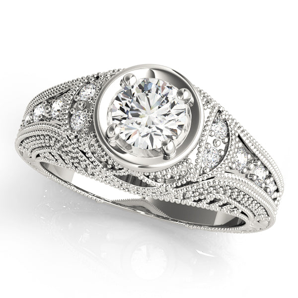 Enchanted Antique Round Diamond Engagement Ring — 9K/18K Gold & Platinum