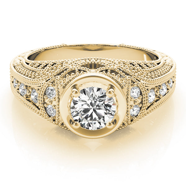 Enchanted Antique Round Diamond Engagement Ring — 9K/18K Gold & Platinum