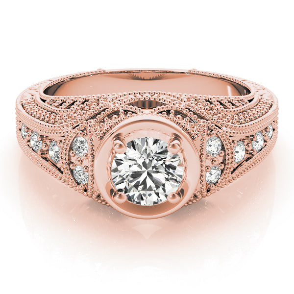 Enchanted Antique Round Diamond Engagement Ring — 9K/18K Gold & Platinum
