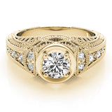 Enchanted Antique Round Diamond Engagement Ring — 9K/18K Gold & Platinum